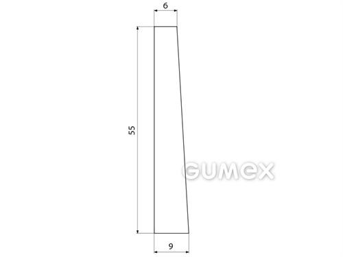 Silikónový profil tvaru "lichobežník", 55x9/6mm, 60°ShA, -60°C/+180°C, biely (RAL 9010)